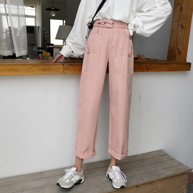 itGirl Shop | PASTEL AESTHETIC HIGH WAIST CUTE POCKETS CASUAL PANTS