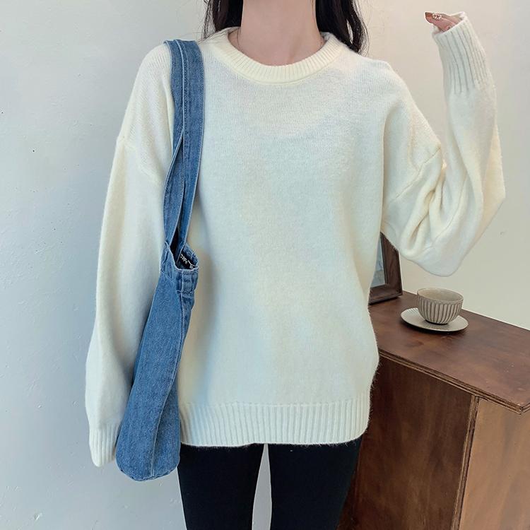 itGirl Shop | PASTEL AESTHETIC ROUND NECK OVERSIZED KNIT SWEATER