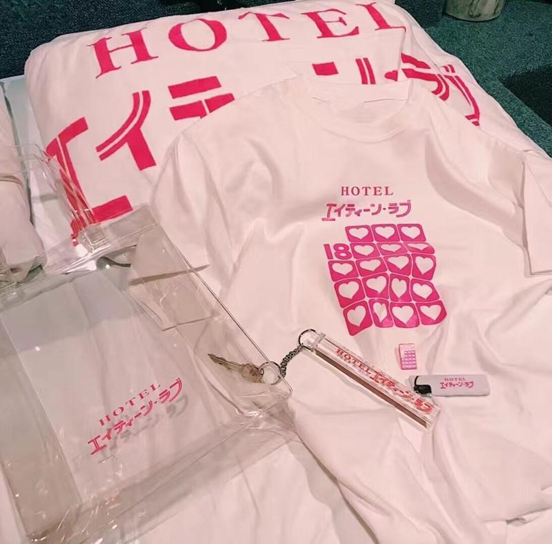 Itgirl Shop Aesthetic Clothing Pink Hotel Print Soft Aesthetic 1495