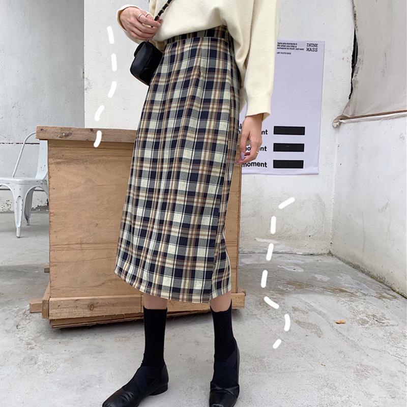 itGirl Shop | PLAID VINTAGE AESTHETIC HIGH WAIST LONG SKIRT