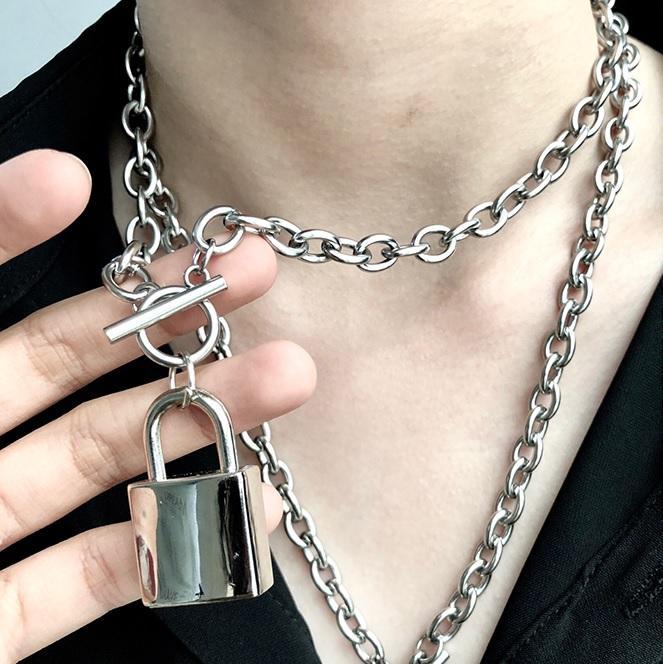 silver padlock necklace