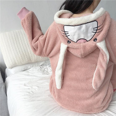 itGirl Shop | RABBIT EARS PLUSH WARM SOFT PANTS COZY PAJAMA