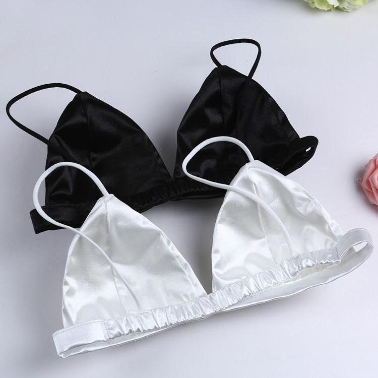 Itgirl Shop Silk Triangle Black White Bra