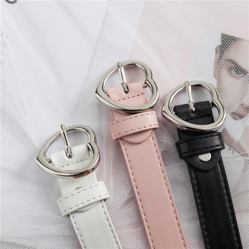 itGirl Shop | SMALL LEATHER WAIST BAND METALLIC HEART FRAME PINK BLACK BELT