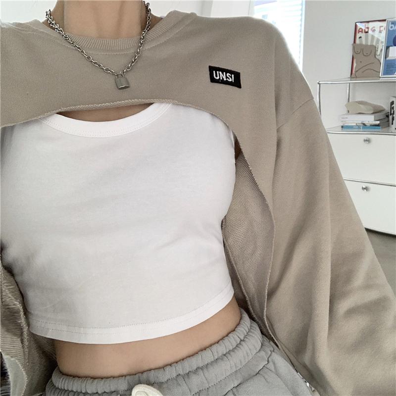 itGirl Shop - Aesthetic Clothing -Sporty Cropped Sweatshirt And Crop