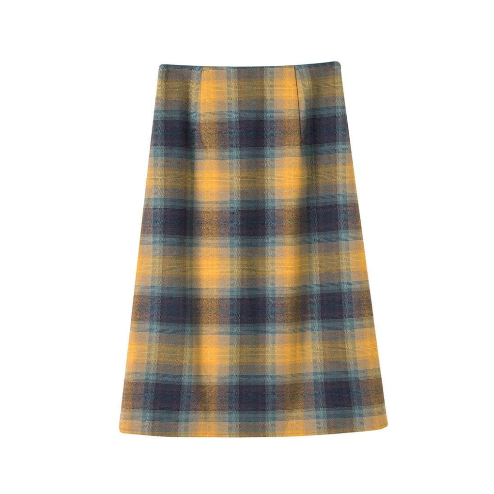 itGirl Shop | VINTAGE AESTHETIC PLAID HIGH WAIST STRAIGHT MIDI SKIRT