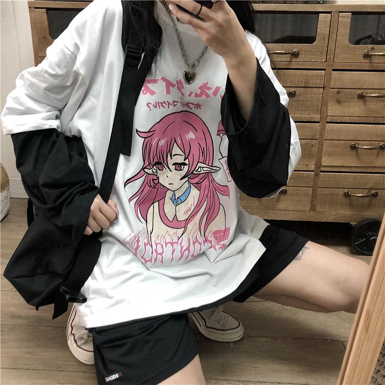 Anime Girl | SABEZY ESSENTIALS Cotton Regular Women s T-Shirt ...