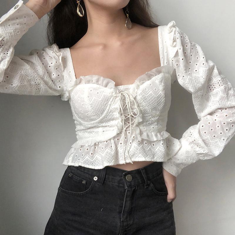 mesh blouse white