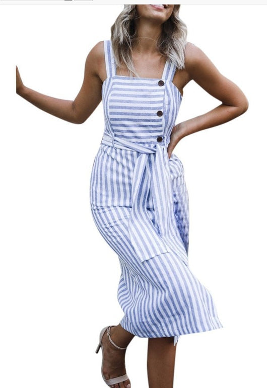 blue and white striped summer dress