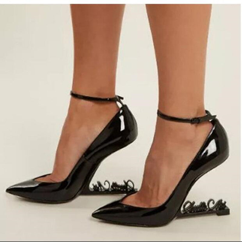 black patent ankle strap shoes