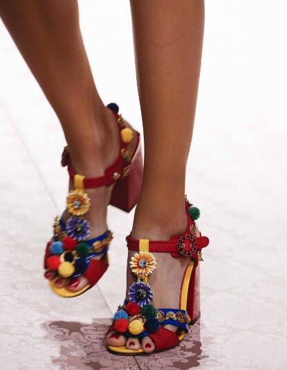 colorful pom pom heels