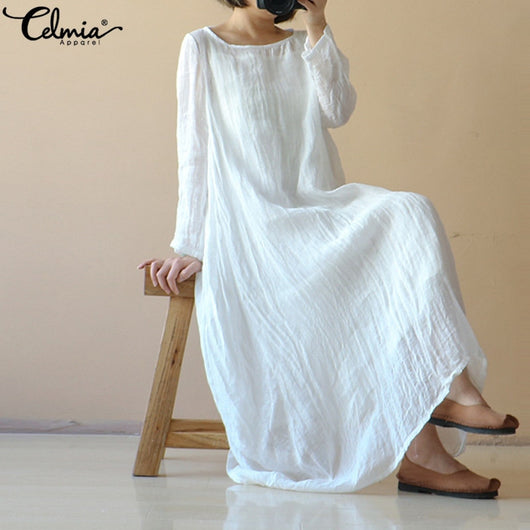 boho white linen dress