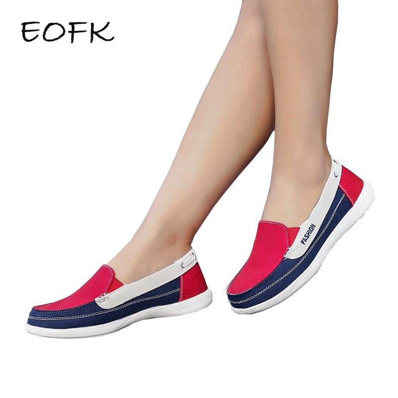 ladies flat canvas shoes