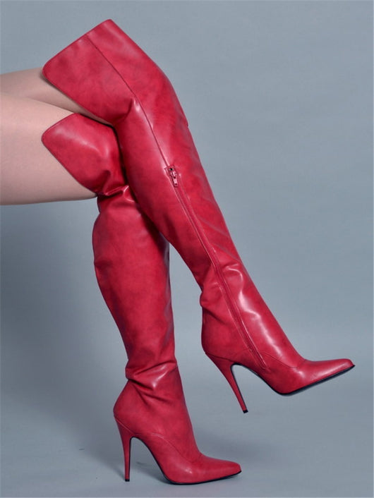 red high heel boots