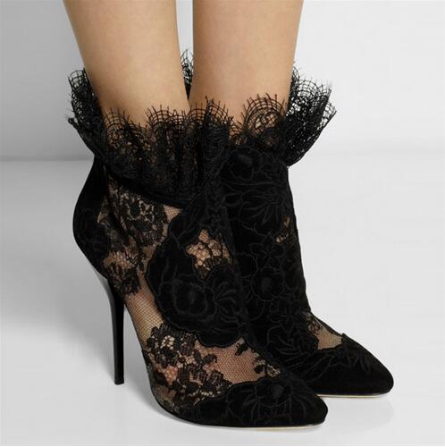 black lace shoe boots