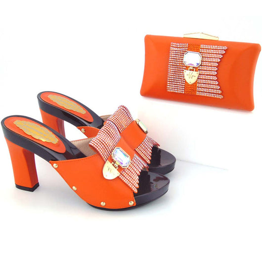orange evening shoes