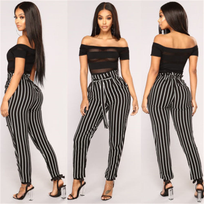 female striped pants