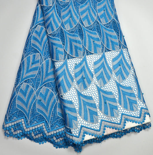 blue guipure lace fabric