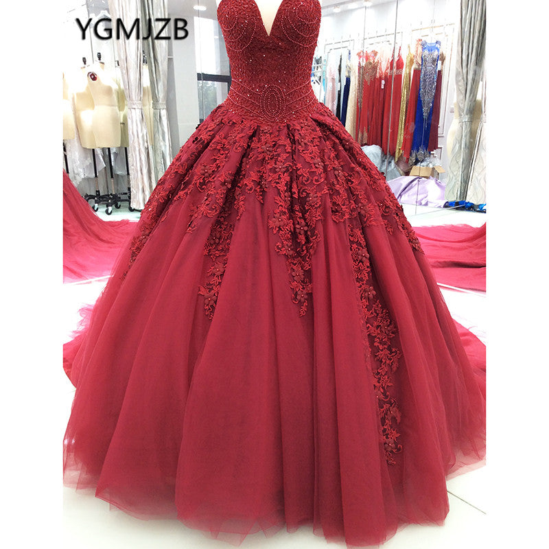 red wedding dresses with sleeves