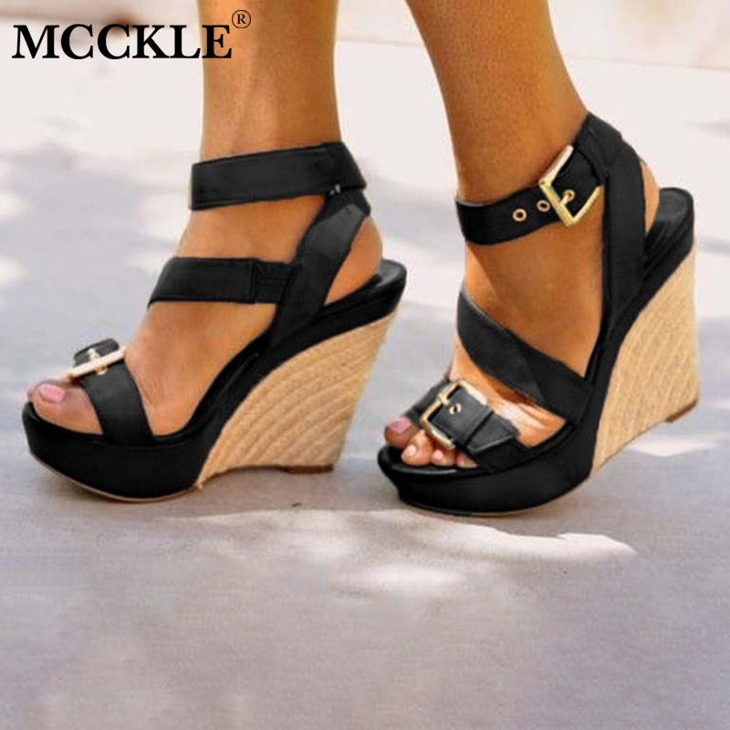 MCCKLE Plus Size Women Summer Sandals 