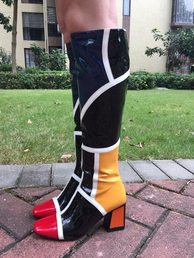 square toe thigh high boots