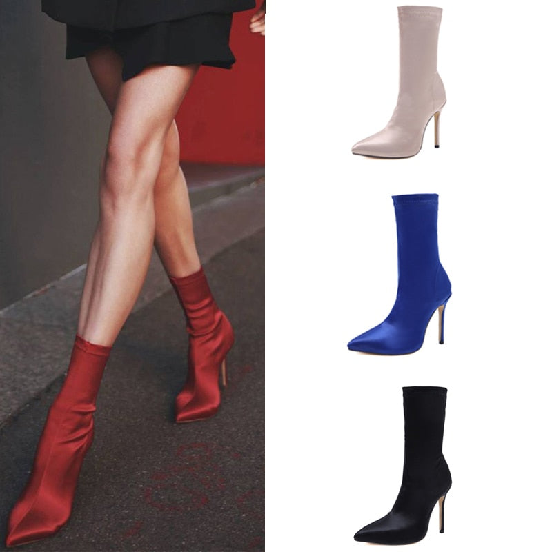 ladies high heeled ankle boots