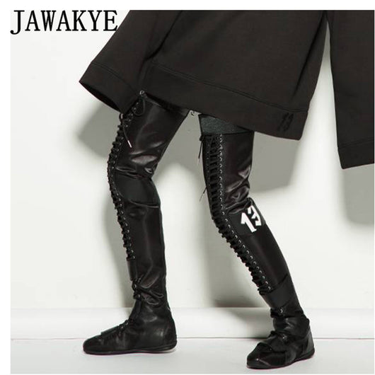 flat over the knee boots leather