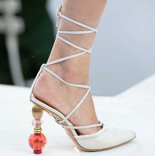 beaded heeled sandals