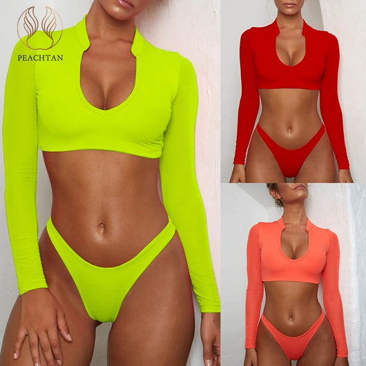 neon long sleeve bathing suit