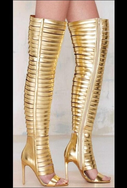 gold over the knee boots