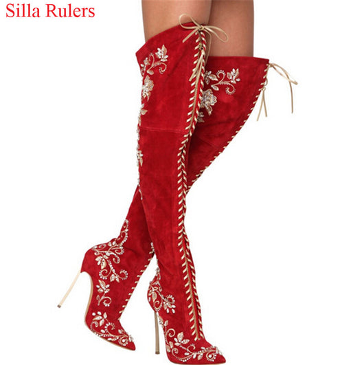 lace up thigh high boots for sale