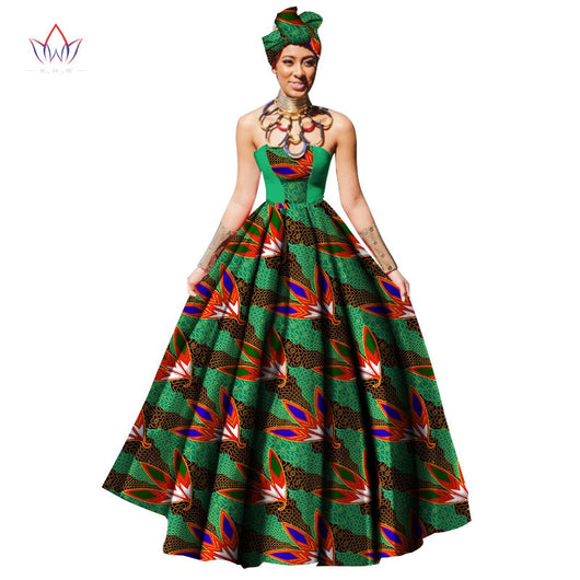Womens African Dress Dashikis Print Ball Gown Party Dress Maxi and Str ...