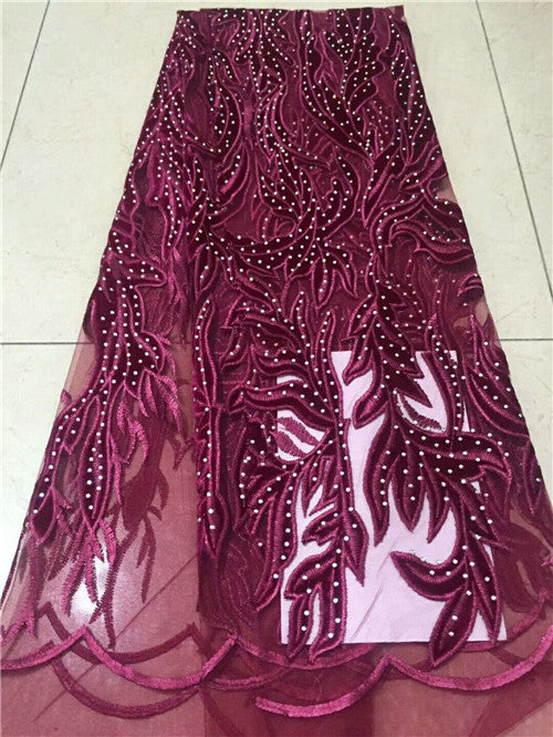 embroidered net lace fabric