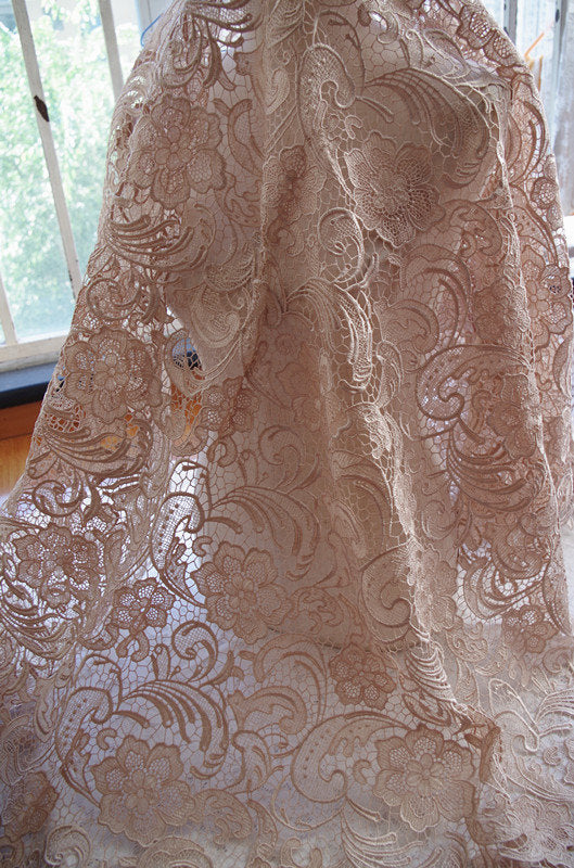 champagne lace fabric by the yard