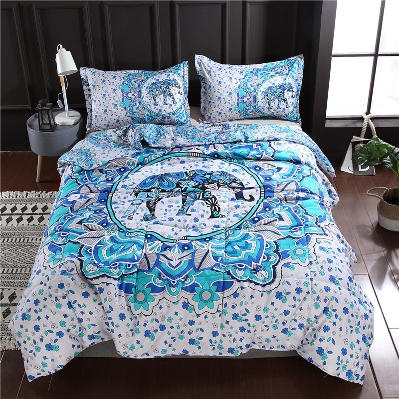 Idouillet Hot Boho Elephant Printed Bohemian Microfiber Quilt