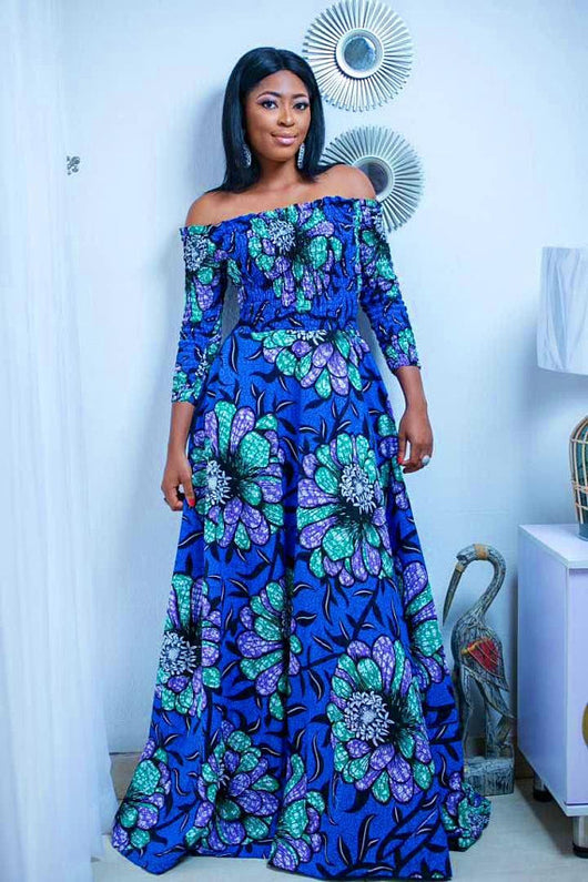 off shoulder gown ankara