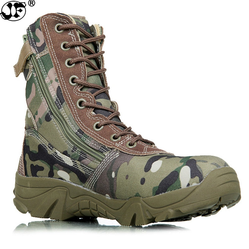 black tactical combat boots