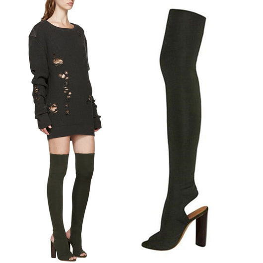 open toe thigh high boots outfit
