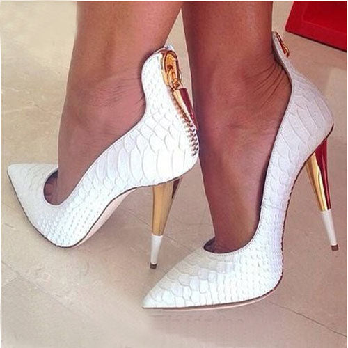 white pointed toe heels