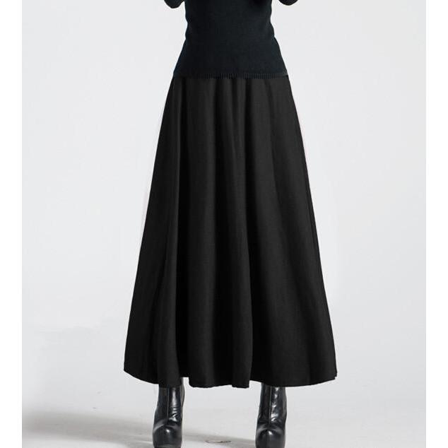 2016 New Arrival Women Autumn Winter Wool Maxi Skirt Plus Size High Wa ...