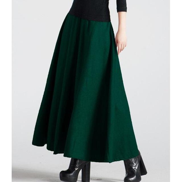 2016 New Arrival Women Autumn Winter Wool Maxi Skirt Plus Size High Wa ...