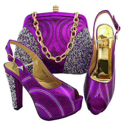 purple shoes and bag for wedding