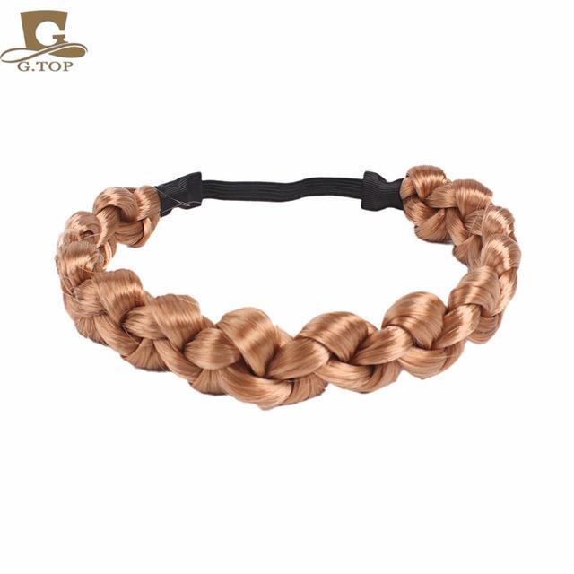 2017 New Fashion Bohemian Style Big Size Soft Extensions Stretchy Braided Faux Hair Plaits Headband Hairband Free Shipping