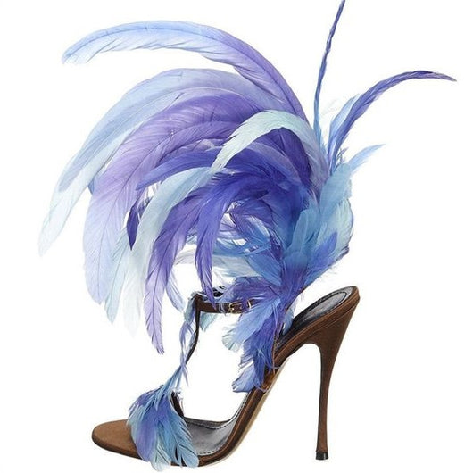 designer feather heels