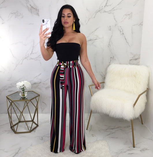 vertical striped wide leg pants