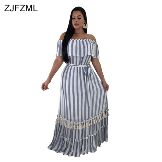 blue and white striped summer dress