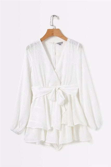 white ruffle playsuit