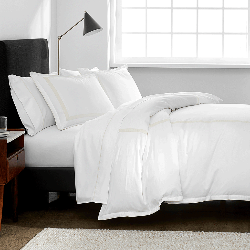 Organic Cotton Hotel Border Duvet Cover Set Under The Canopy