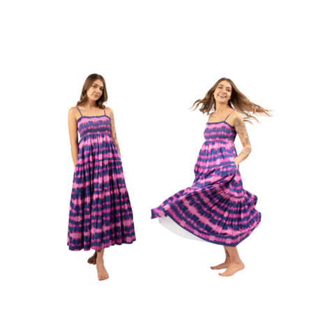 worthy threads navy and fuchsia maxi