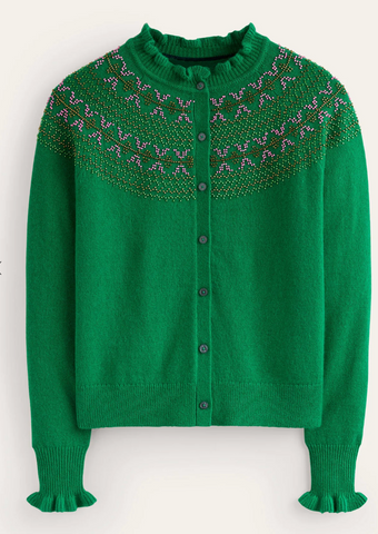 Boden Green Embellished Sweater